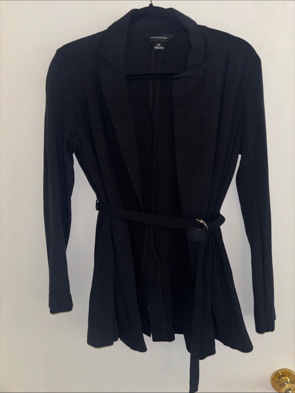 Club Monaco Black Open-Front Belted Jacket